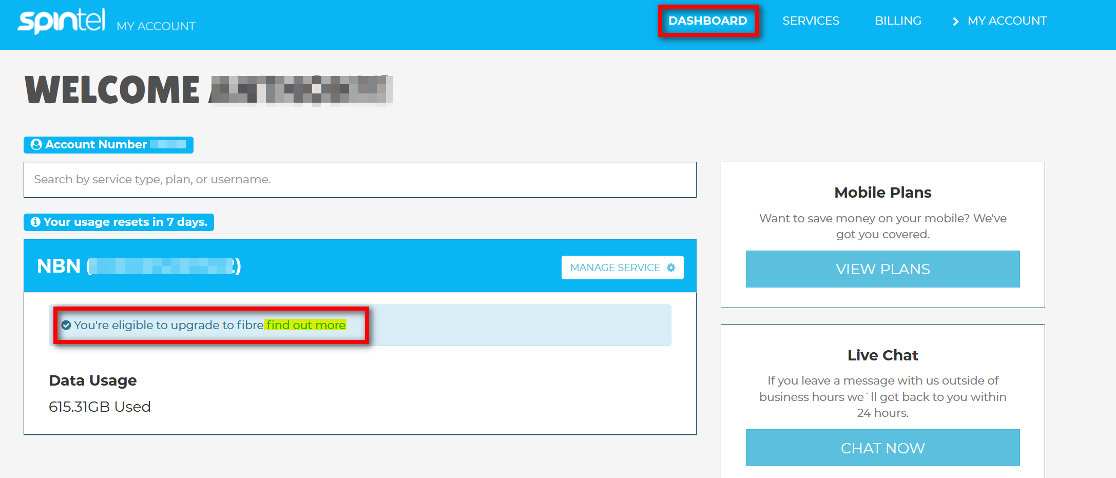 my account dashboard page location and details