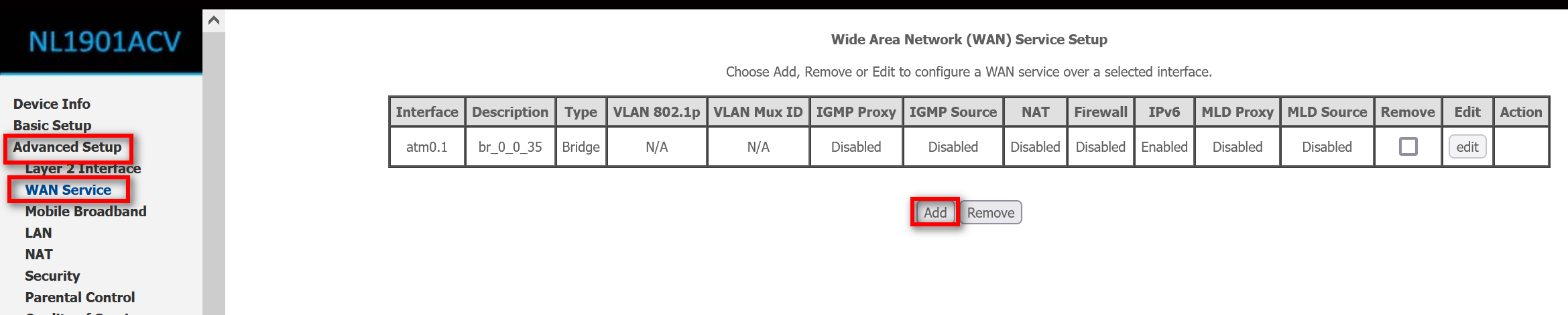 advanced setup page