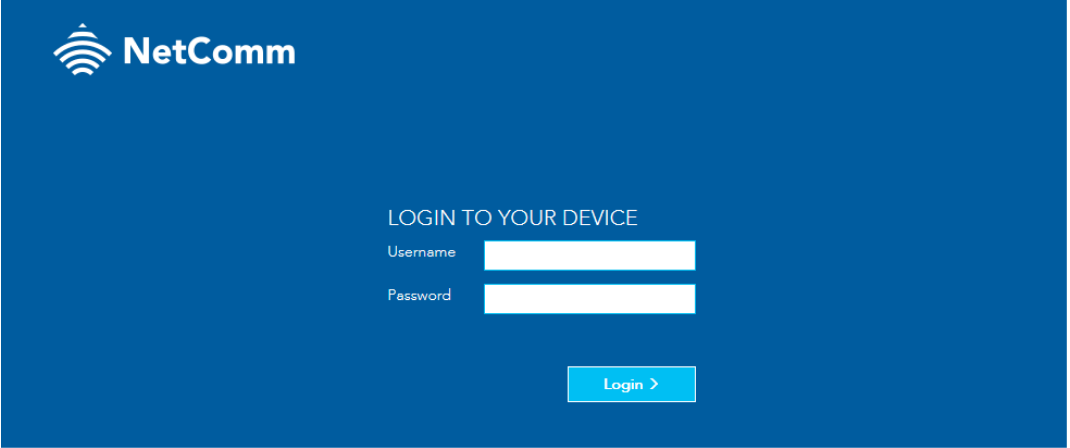 Login page for modem