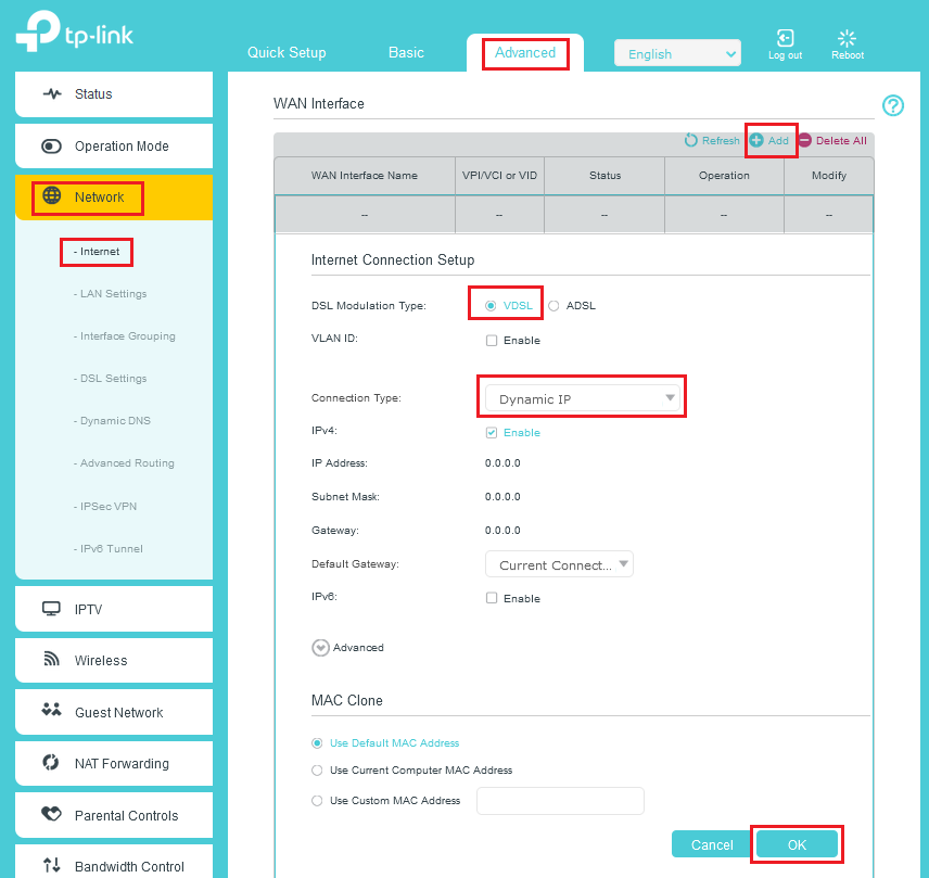 advanced network internet settings