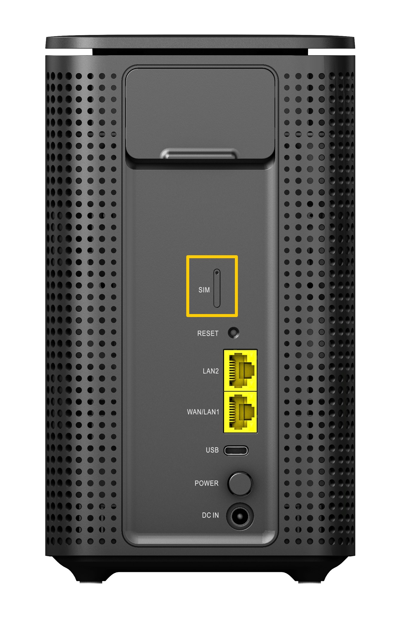 Back of Modem with Highlighted SIM slot