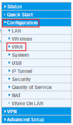 configuration dropdown menu