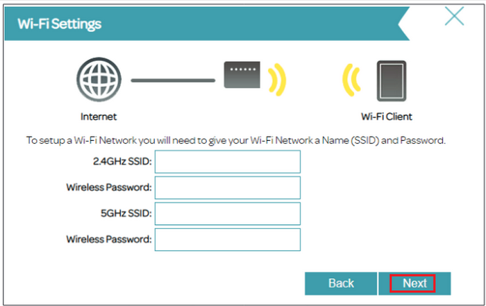 custom wifi credential setup window