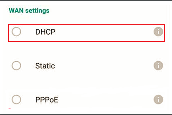 WAN - DHCP settings 