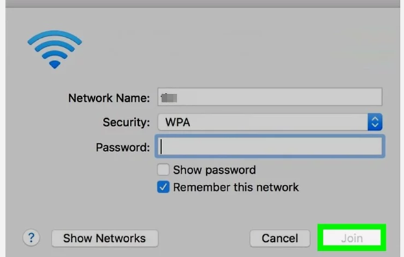 network password input box