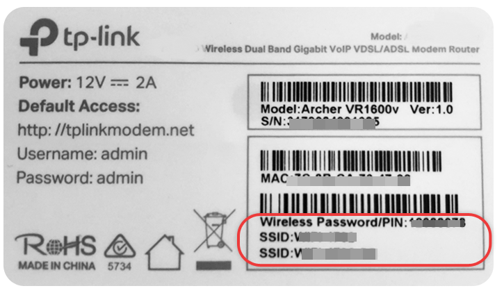 modem password/pin location example