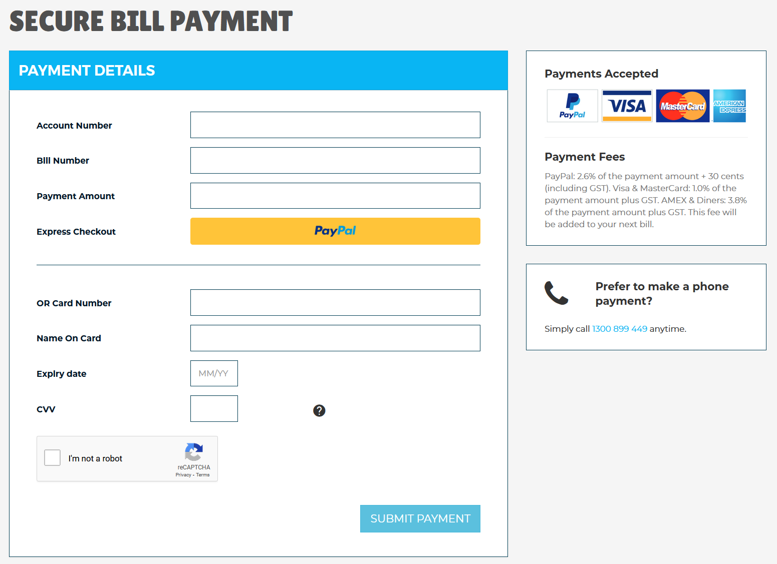 secure bill payment method page