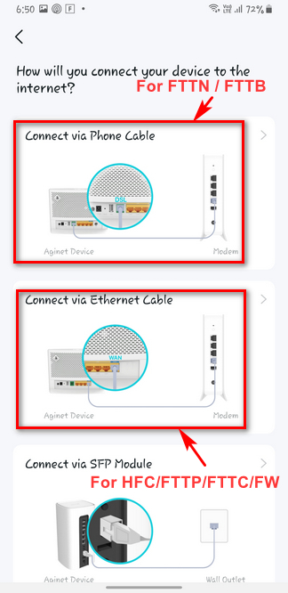 choose how your device connects button