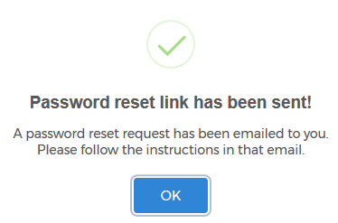 password reset link confirmation