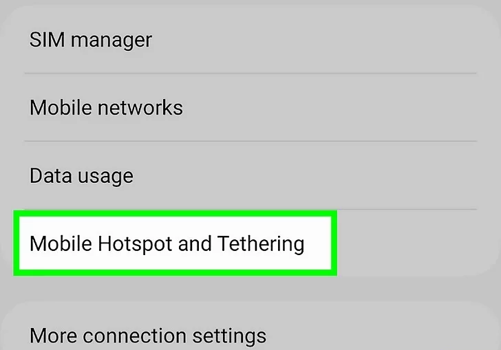 mobile hotspot and tethering button